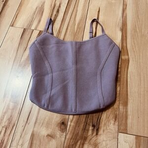 LA Hearts Crop Corset Style Top Womens XS Cottage Boho Hippie Festival Purple